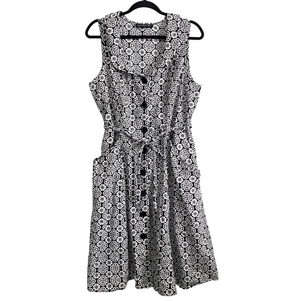 Mlle Gabrielle 100% Cotton Floral Medallion Print 50’s Inspired Swing Dress